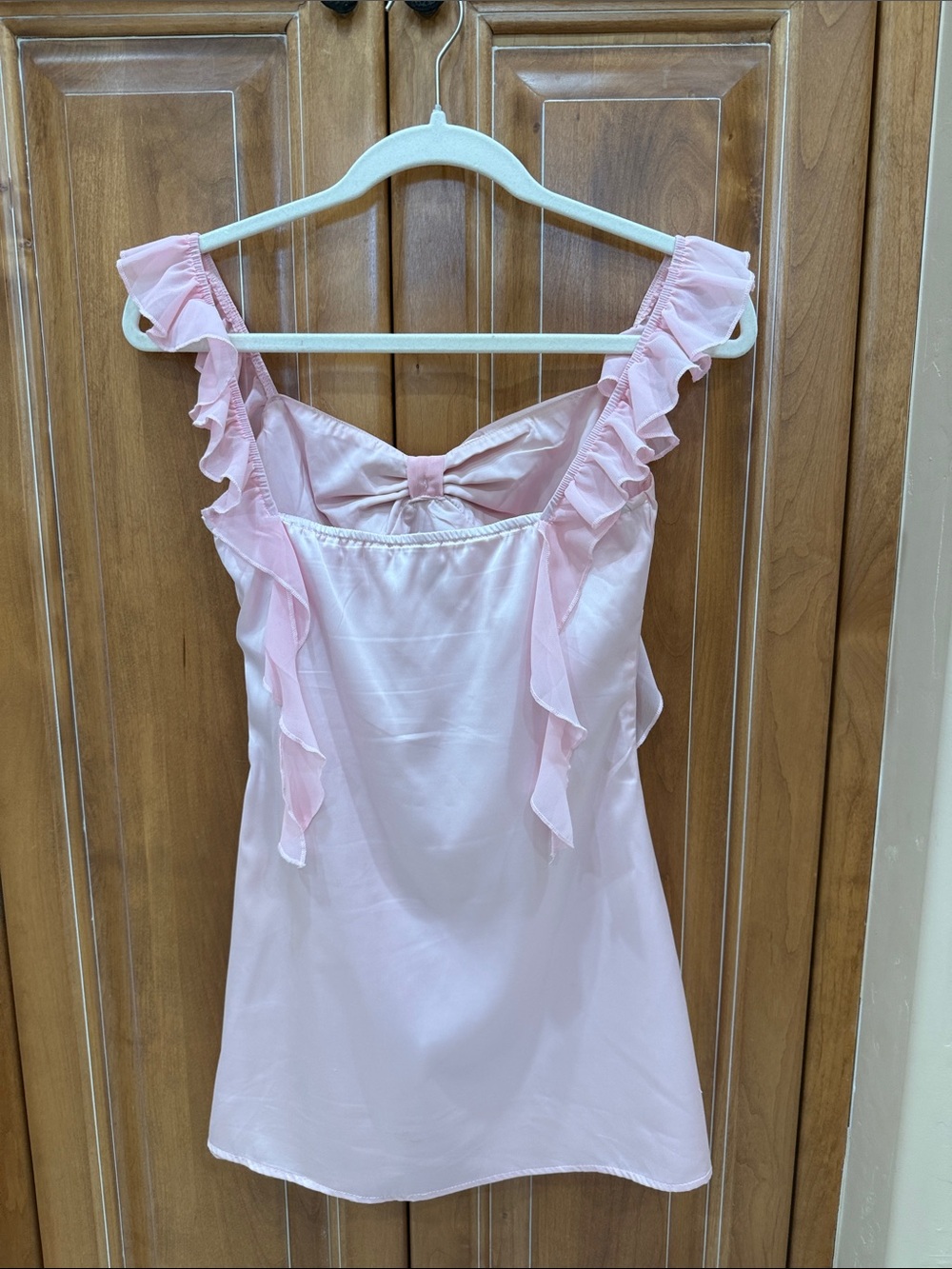 Pink Ruffle Bow Mini Dress - Picture 2 of 2